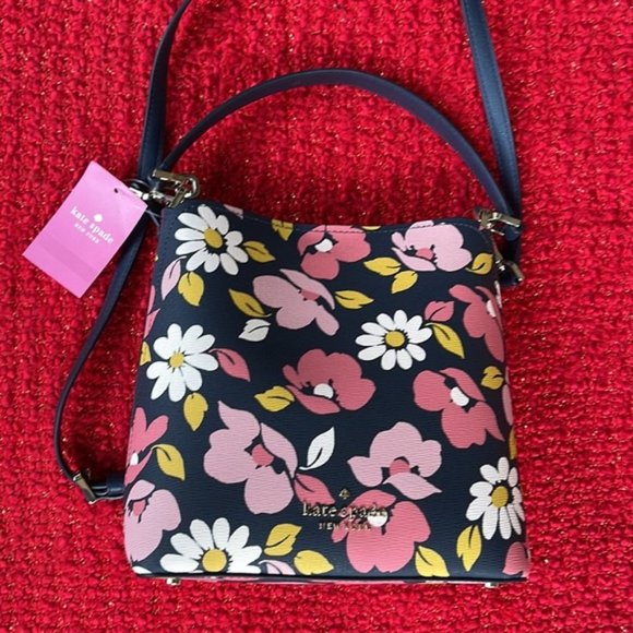 kate spade Handbags - Kate Spade Darcy Small Bucket Bag Road Trip Floral Blue Multi